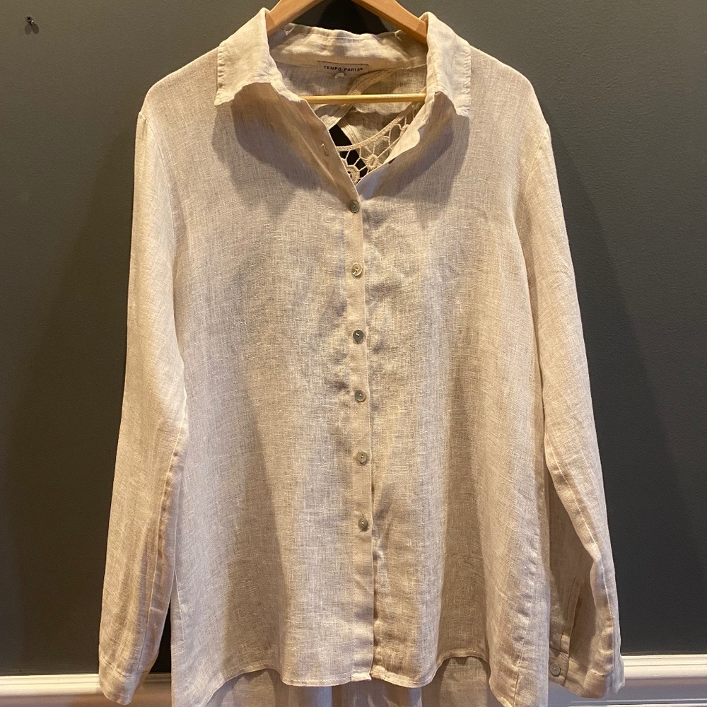 Women's Linen Button-Down Shirt Size XL, New Condition